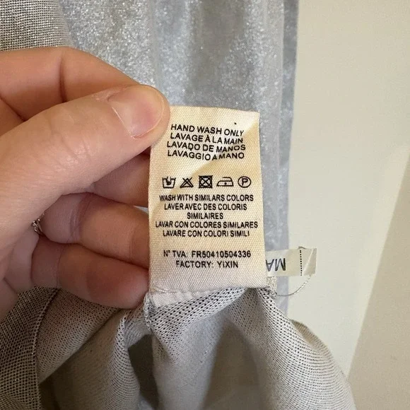 FRNCH Pleated Midi Skirt Print Women's Size M Silver Metallic - Picture 4 of 6